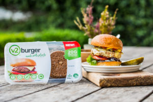 v2food Burger, plant-based burger, alternative protein