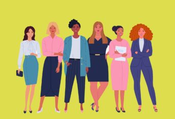Women in business on green background