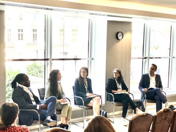 (Left to right) Kunle Apampa, Capricorn Investment Group; Marie Ang, Cambridge Associates; Wren Lain, McConnell Foundation; Anita Bhatia, GTSF; Will Relle, HarbourVest