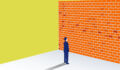 Golding pauses planned fundraise for climate tech pool Illustration of a man staring at a brick wall.