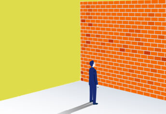 Golding pauses planned fundraise for climate tech pool Illustration of a man staring at a brick wall.