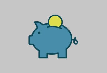 Illustration of a piggy bank with a coin.
