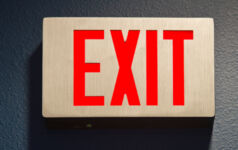 Photo of an exit sign.