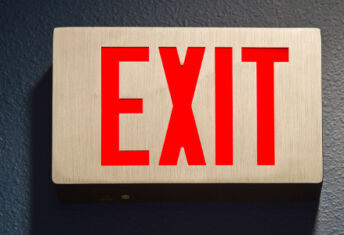 Photo of an exit sign.
