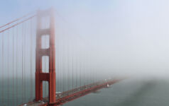 San Francisco Bay bridge in the fog