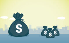 In a consolidating market, smaller impact funds are still finding fundraising success Consolidation concept, Money bags. Dollar sign. Fundraising. NPM colors