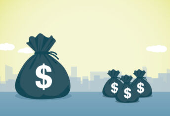 In a consolidating market, smaller impact funds are still finding fundraising success Consolidation concept, Money bags. Dollar sign. Fundraising. NPM colors