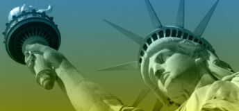 Photo of the Statue of Liberty in NPM colors.