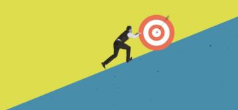 A person pushing a target upwards