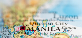Manila, Philippines highlighted on a world map.