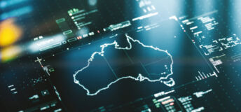 Image of a digital screen displaying the Australian map.