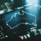 Image of a digital screen displaying the Australian map.