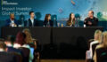 Marine investments are ‘entering the mainstream’ (L-R) Binyamin Ali, Agri Investor; Paul Hewat, Collective Action; Amy Novogratz, Aqua-Spark; Rosie Wardle, Synthesis Capital; Chris Gorell Barnes, Ocean14 Capital
