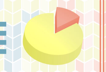 Illustration of a yellow- and orange-coloured pie chart.